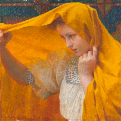 Vlaho Bukovac, Dívka v oranžovém šálu, 1909